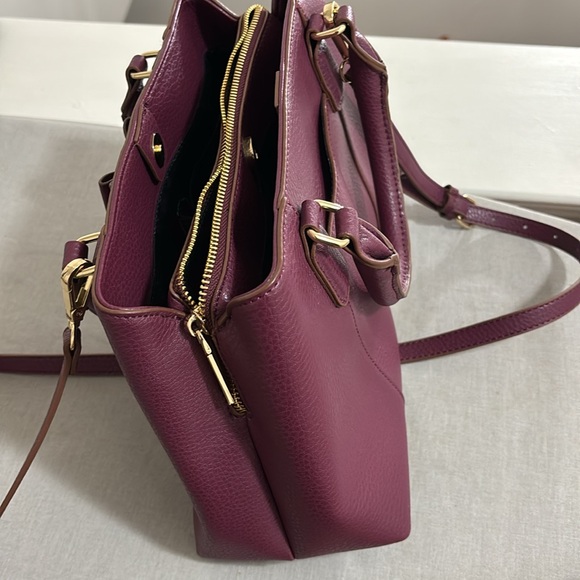 Anne Klein medium size satchel in plum color. - Picture 9 of 10